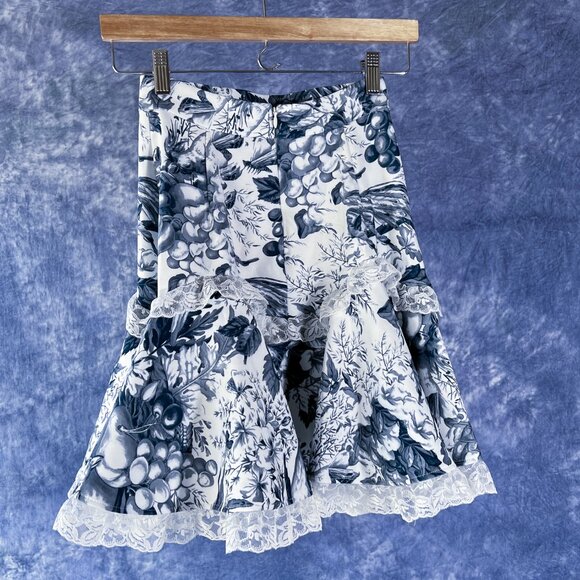 Selkie Blue & White Boleyn in Louis Toile Mini Skirt Sz XS - Picture 2 of 4